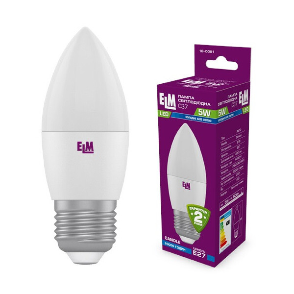 

Лампа светодиодная ELM 5W PA10 E27 4000 (18-0081)