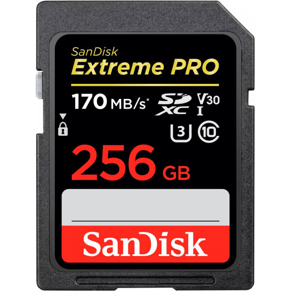 

SanDisk 256GB SDXC C10 UHS-I U3 R170/W90MB/Extreme Pro