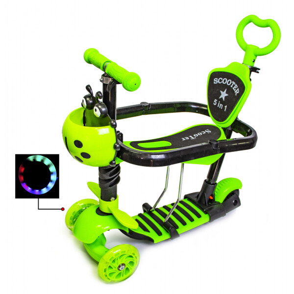 

Самокат Scooter Божья коровка 5 в 1 Green с бортиком и родительской ручкой