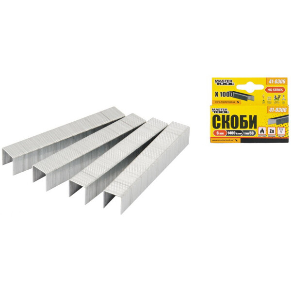 

Скобы MasterTool 6 мм. 1000 шт. 41-0306