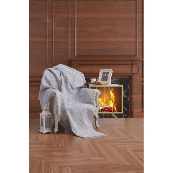 

Плед-накидка Eponj Home Buldan Keten - Damask 170*220 gri серый