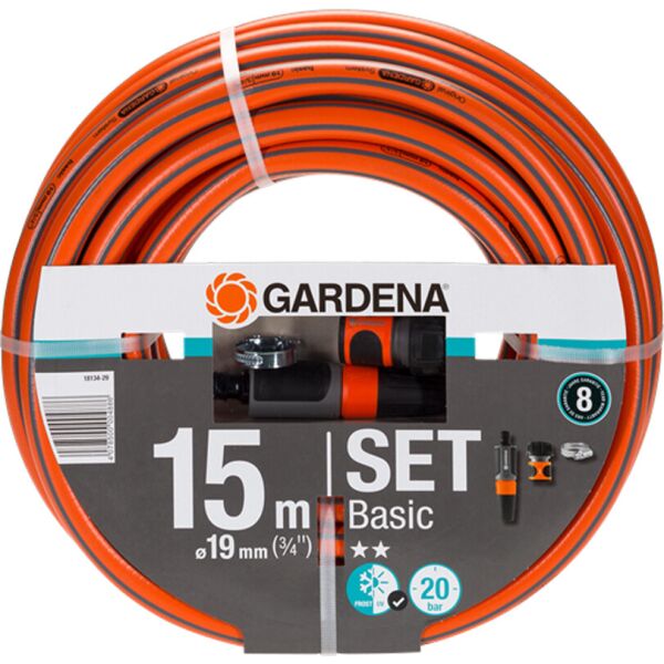

Шланг садовый для полива Gardena Basic Ø19 мм(3/4")15 м + комплект для полива (18134-29)
