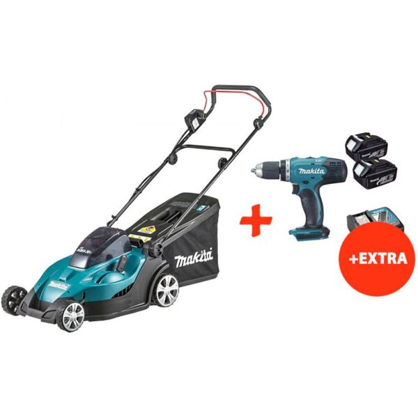 

Аккумуляторная газонокосилка Makita DLM460Z+аккумуляторная дрель-шуруповерт Makita DDF453RFX7 (DLM460RF2X)