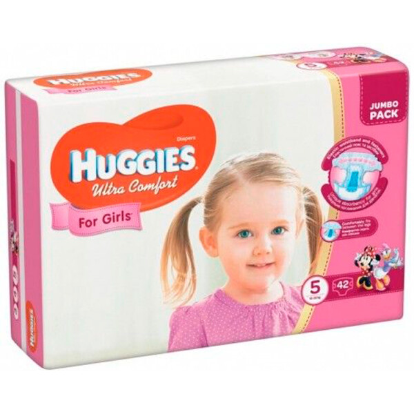 

Подгузники Huggies Ultra Comfort 5 для девочек (12-22кг) 42шт