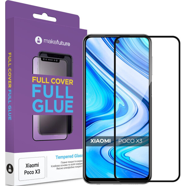 

Защитное стекло MakeFuture Full Cover Full Gleu Black для Poco X3