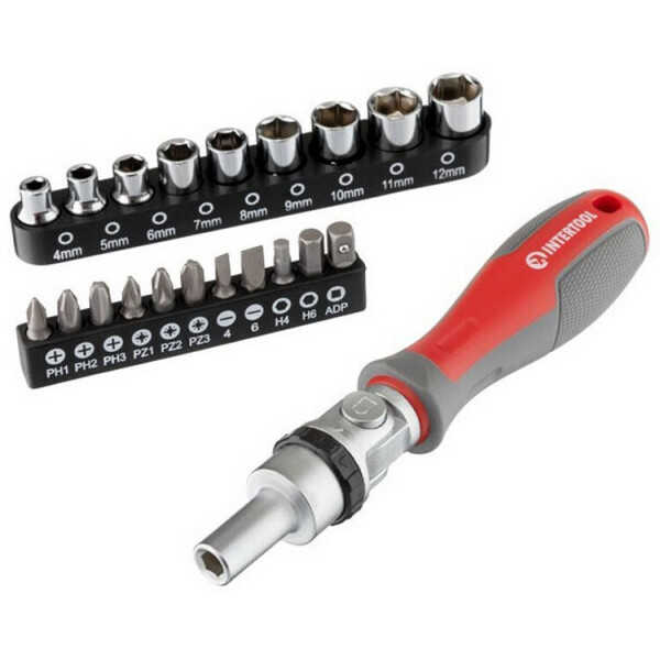

Отвертка реверсивная с карданом и комплектом насадок 21 ед INTERTOOL VT-3360