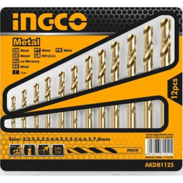

Набор сверл по металлу Ingco 2-8 мм 12 шт (AKDB1125)