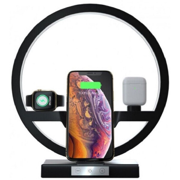 

Настольная лампа с беспроводной зарядкой Digital Lion DS-17 Black, док-станция iphone, apple watch, airpods
