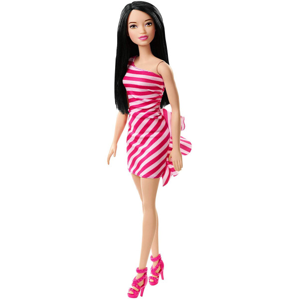 

Кукла Barbie Блеск Glitz Doll, Pink White Stripe Ruffle Dress FXL70