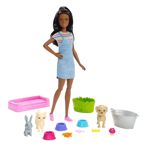 

Кукла Barbie Купай и играй Play 'N' Wash Pets Doll Playset, Brunette FXH12