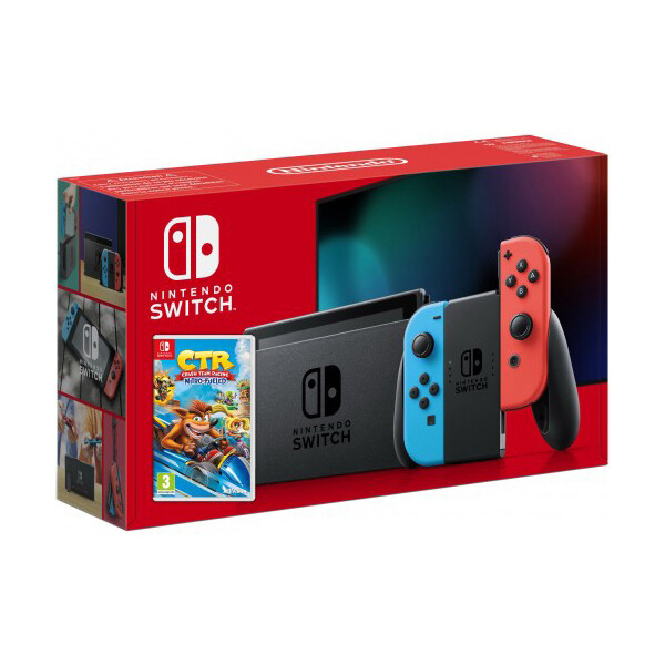 

Nintendo Switch Neon Blue-Red (Upgraded version) + Игра Crash Team Racing Nitro-Fueled