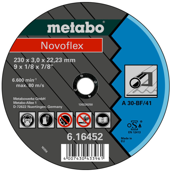 

Круг отрезной Metabo Novoflex 230x3x22,23 мм, сталь, TF 41 (616452000)