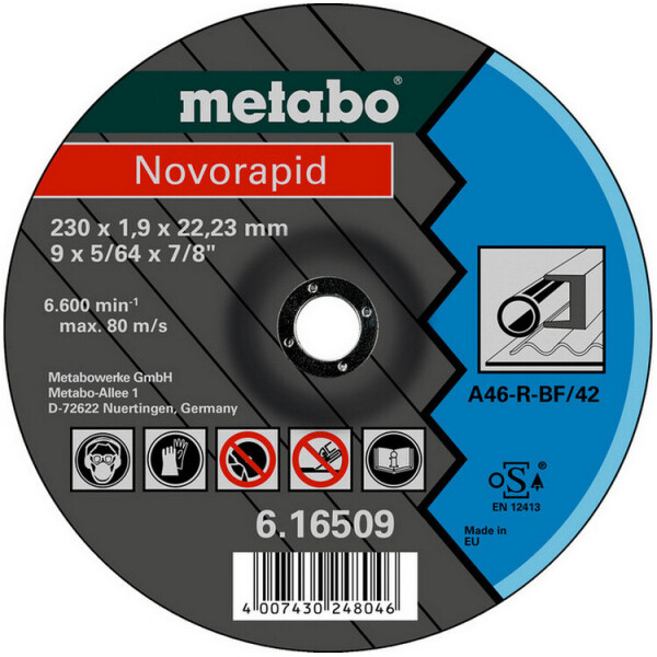 

Круг отрезной Metabo Novorapid 230x1,9x22,23 мм, сталь, TF 42 (616509000)