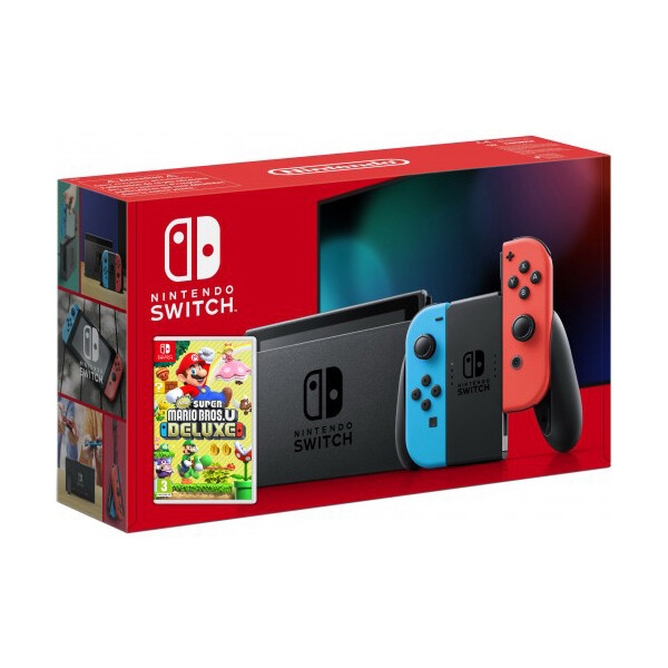

Nintendo Switch Neon Blue-Red (Upgraded version) + Игра New Super Mario Bros. U Deluxe (русская версия)