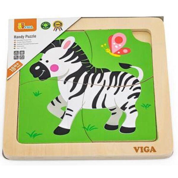 

Деревянный мини-пазл Viga Toys Зебра, 4 эл. (51317)