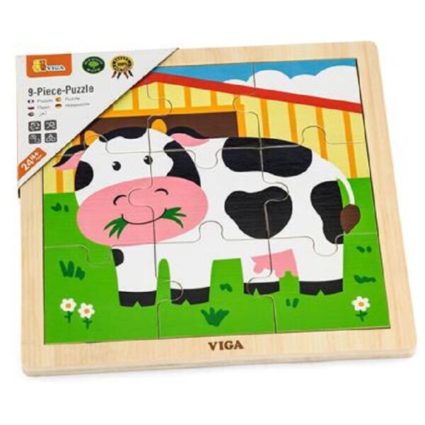 

Деревянный пазл Viga Toys Коровка, 9 эл. (51438)