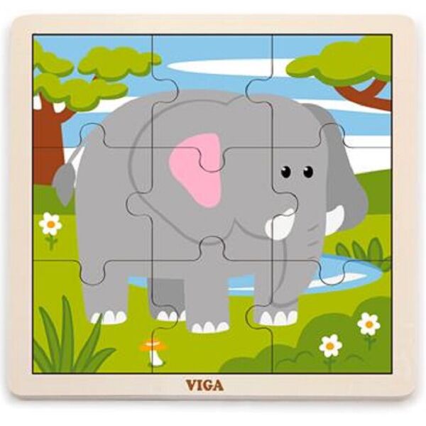 

Деревянный пазл Viga Toys Слоник, 9 эл. (51441)