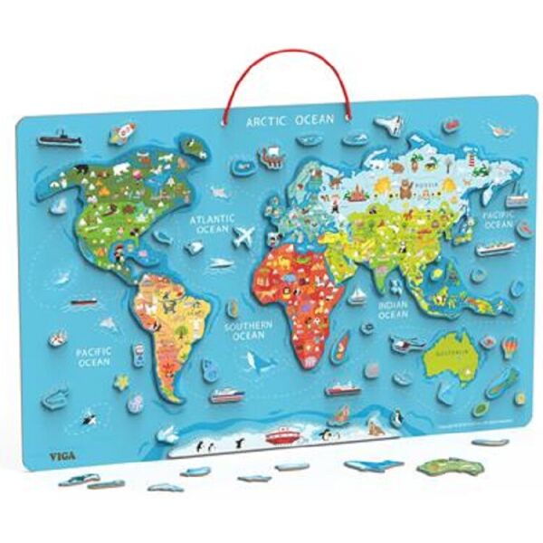 

Пазл магнитный Viga Toys Карта мира с маркерной доской, на английском (44508EN)