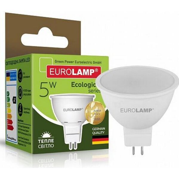 

Лампа светодиодная EUROLAMP ЕКО SMD MR16 5W GU5.3 3000K (LED-SMD-05533(P))