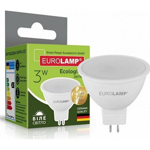 

Лампа светодиодная EUROLAMP ЕКО SMD MR16 3W GU5.3 4000K (LED-SMD-03534(P))
