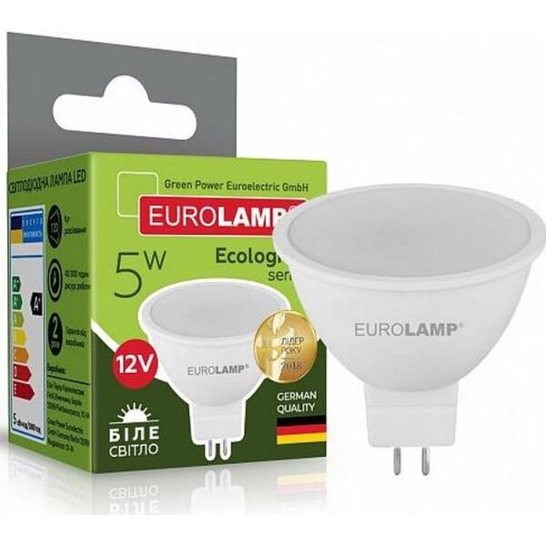 

Лампа светодиодная EUROLAMP ЕКО MR16 5W GU5.3 4000K 12V (LED-SMD-05534(12)(P))