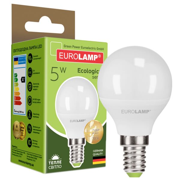 

Лампа светодиодная EUROLAMP ЕКО G45 5W E14 3000K (LED-G45-05143(P))