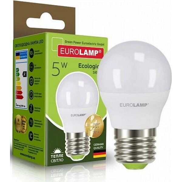 

Лампа светодиодная EUROLAMP ЕКО G45 5W E27 3000K (LED-G45-05273(P))