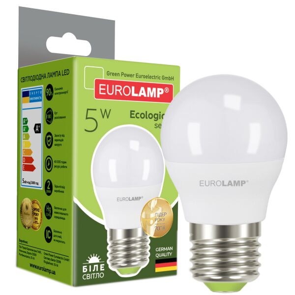 

Лампа светодиодная EUROLAMP ЕКО G45 5W E27 4000K (LED-G45-05274(P))