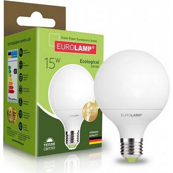 

Лампа светодиодная EUROLAMP ЕКО G95 15W E27 3000K (LED-G95-15272(P))