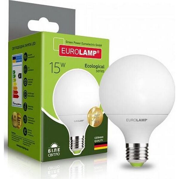 

Лампа светодиодная EUROLAMP ЕКО G95 15W E27 4000K (LED-G95-15274(P))