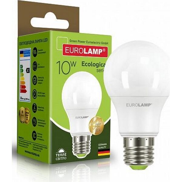 

Лампа светодиодная EUROLAMP ЕКО А60 10W E27 3000K (LED-A60-10273(P))