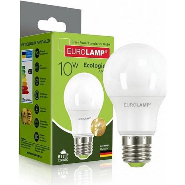 Акция на Лампа светодиодная EUROLAMP ЕКО А60 10W E27 4000K (LED-A60-10274(P)) от Allo UA