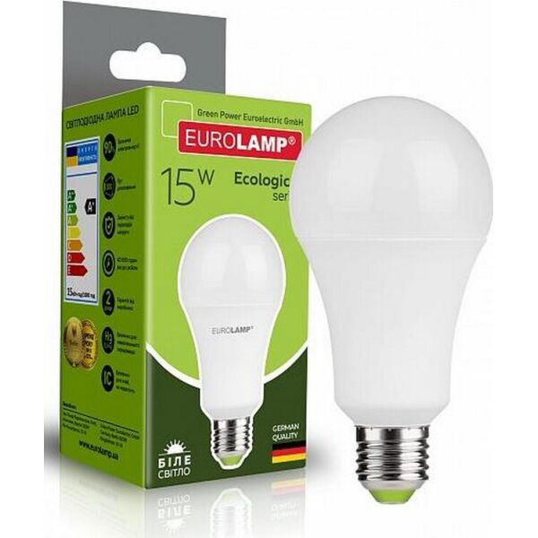 

Лампа светодиодная EUROLAMP ЕКО А70 15W E27 4000K (LED-A70-15274(P))