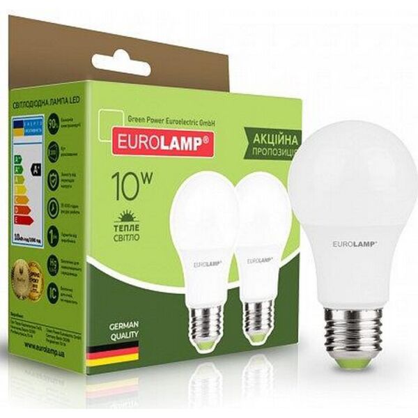 

Лампа светодиодная набор EUROLAMP A60 10W E27 3000K1+1 (MLP-LED-A60-10272(E))