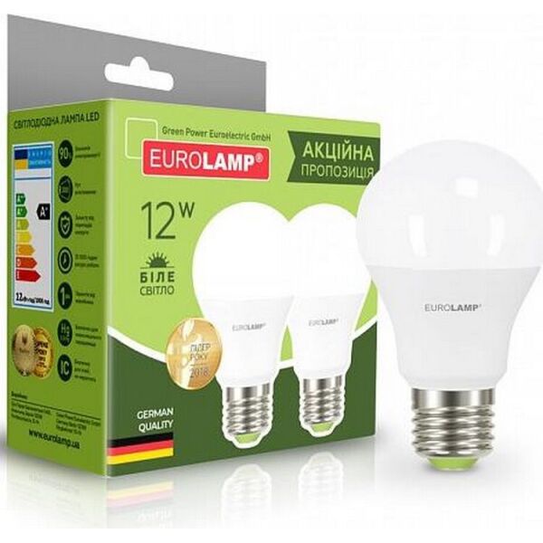 

Лампа светодиодная набор EUROLAMP A60 12W E27 4000K1+1 (MLP-LED-A60-12274(E))