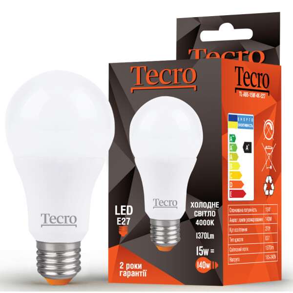 

Лампа светодиодная TECRO TL A60 15W 4K E27