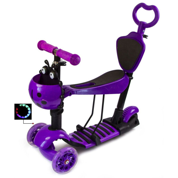 

Самокат Scooter Божья коровка 5 в 1 Фиолетовый с родительской ручкой