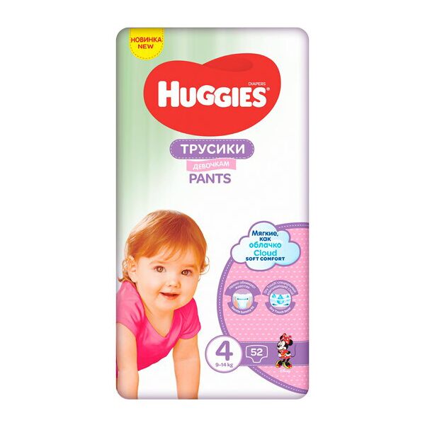 

Подгузники Huggies Pants 4 (9-14 kg) Low Mega Girl, 52 шт (5029053547541)