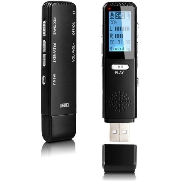 Акция на Флешка диктофон с голосовой активацией записи Vandlion V25 LCD, 8 Гб, черный от Allo UA