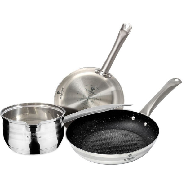 

Набор посуды Blaumann Gourmet Line 3 предмета BL-3177, нержавеющая сталь, 5-слойное дно, мерная шкала