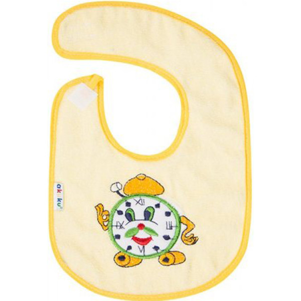 

Слюнявчик махрово-клеёнчатый с липучкой Часы Akuku A1309 yellow