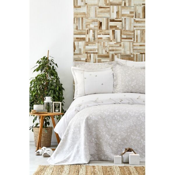 

Комплект постельного белья с покрывалом Karaca Home - Mariposa gold золотой евро (svt-2000022209267)