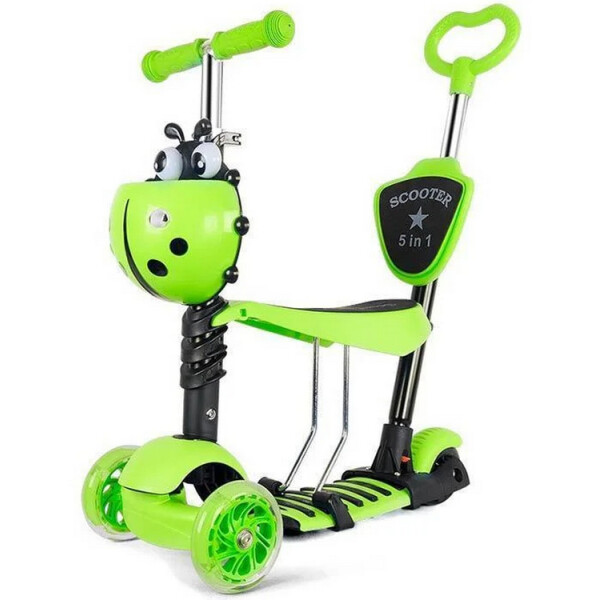 

Самокат Scooter Божья коровка 5 в 1 Green с родительской ручкой