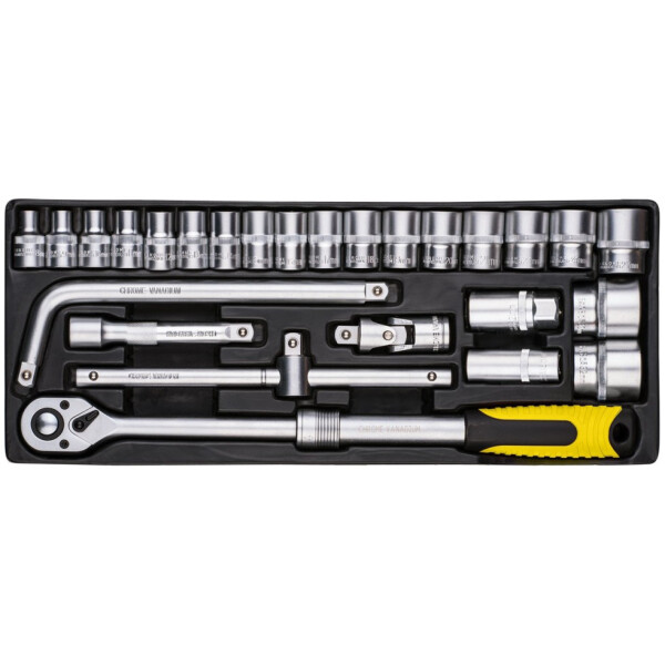 

Набор торцевых головок с трещоткой MasterTool CrV 1/2” 26 ед (78-4126)