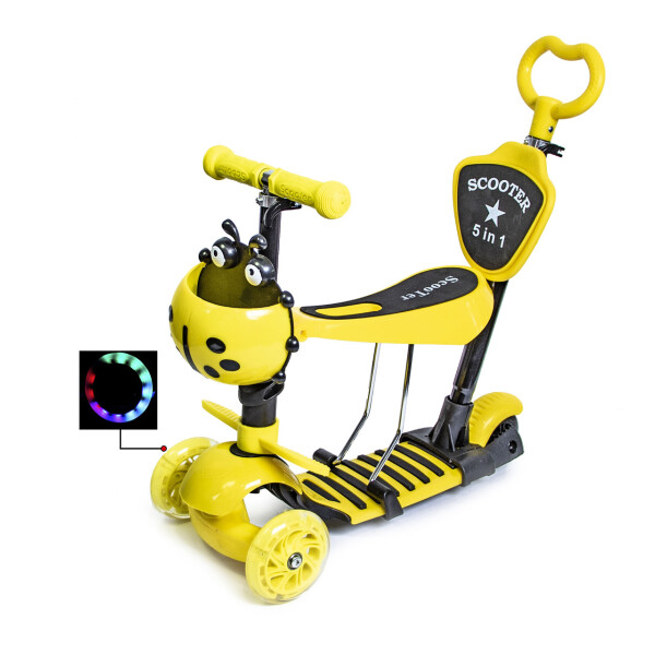 

Самокат Scooter Божья коровка 5 в 1 Yellow с родительской ручкой