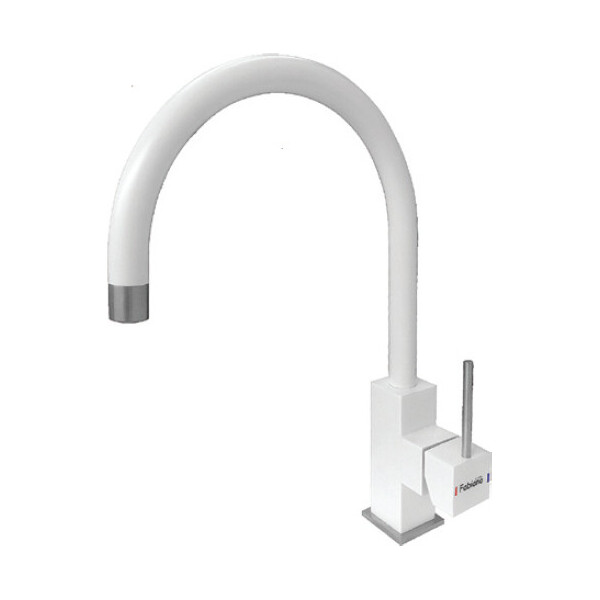 

Смеситель кухонный Fabiano FKM 50 S/Steel Alpine White белый