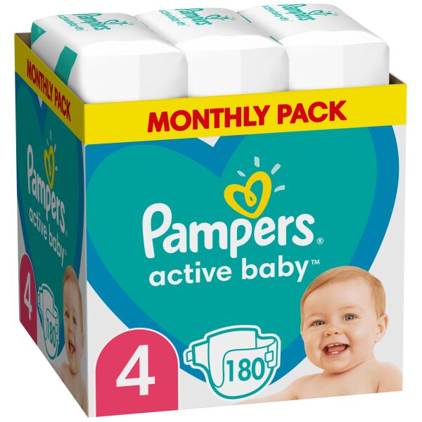 

Подгузники Pampers Active Baby Размер 4 (9-14 кг), 180 шт (8006540032725)