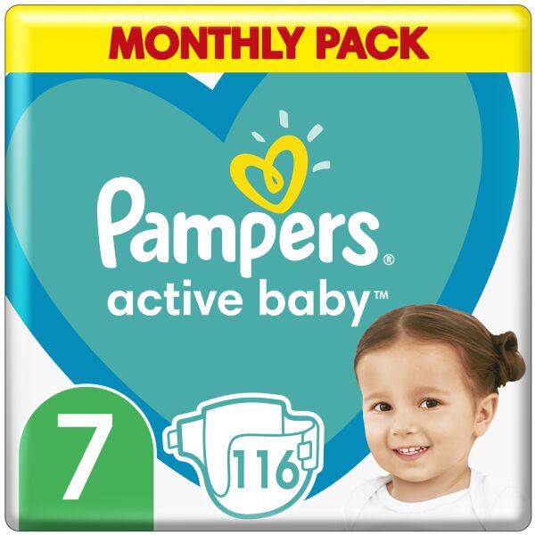 

Подгузники Pampers Active Baby Размер 7 (15+ кг), 116 шт (8006540032800)