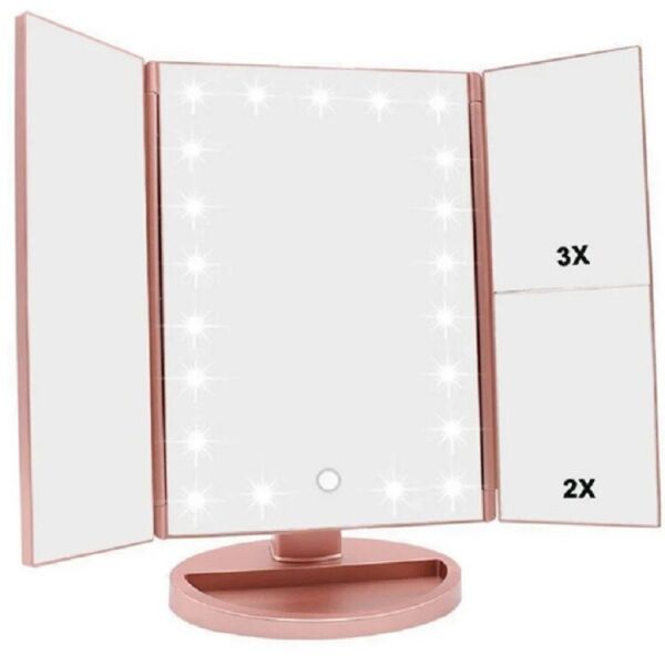 

Тройное зеркало Led miror - Розовое