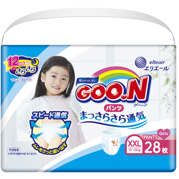 

Подгузники-трусики GOO.N для девочек 13-25 кг (размер BigBig (XXL), 28 шт)